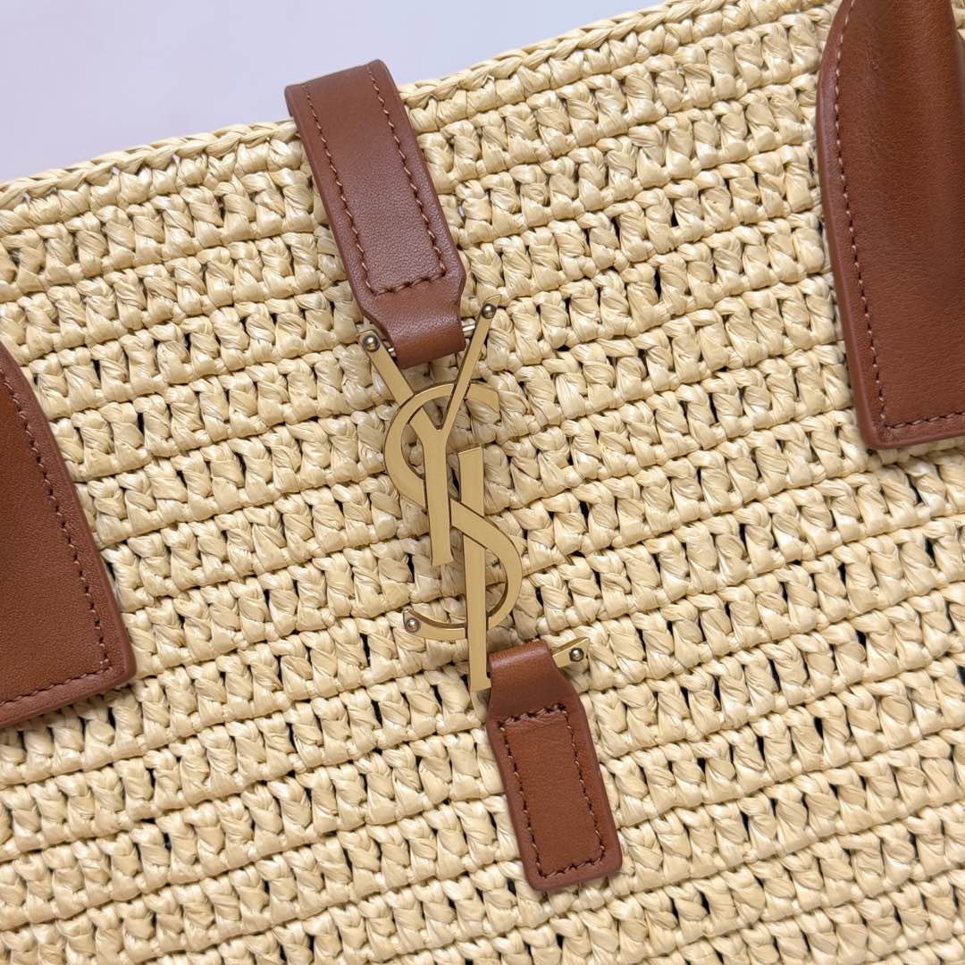 YSL Panier Tote Bag 29cm Straw Color in Raffia 285695