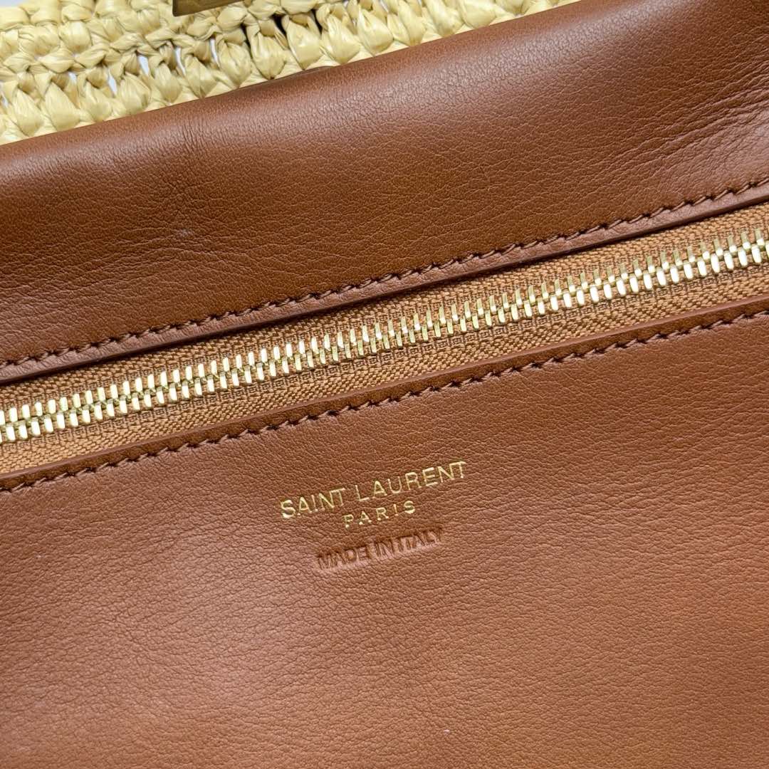 YSL Panier Tote Bag 29cm Straw Color in Raffia 285695