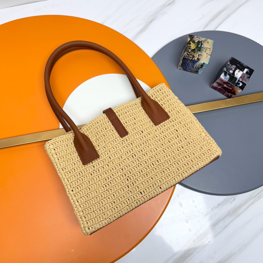 YSL Panier Tote Bag 29cm Straw Color in Raffia 285695