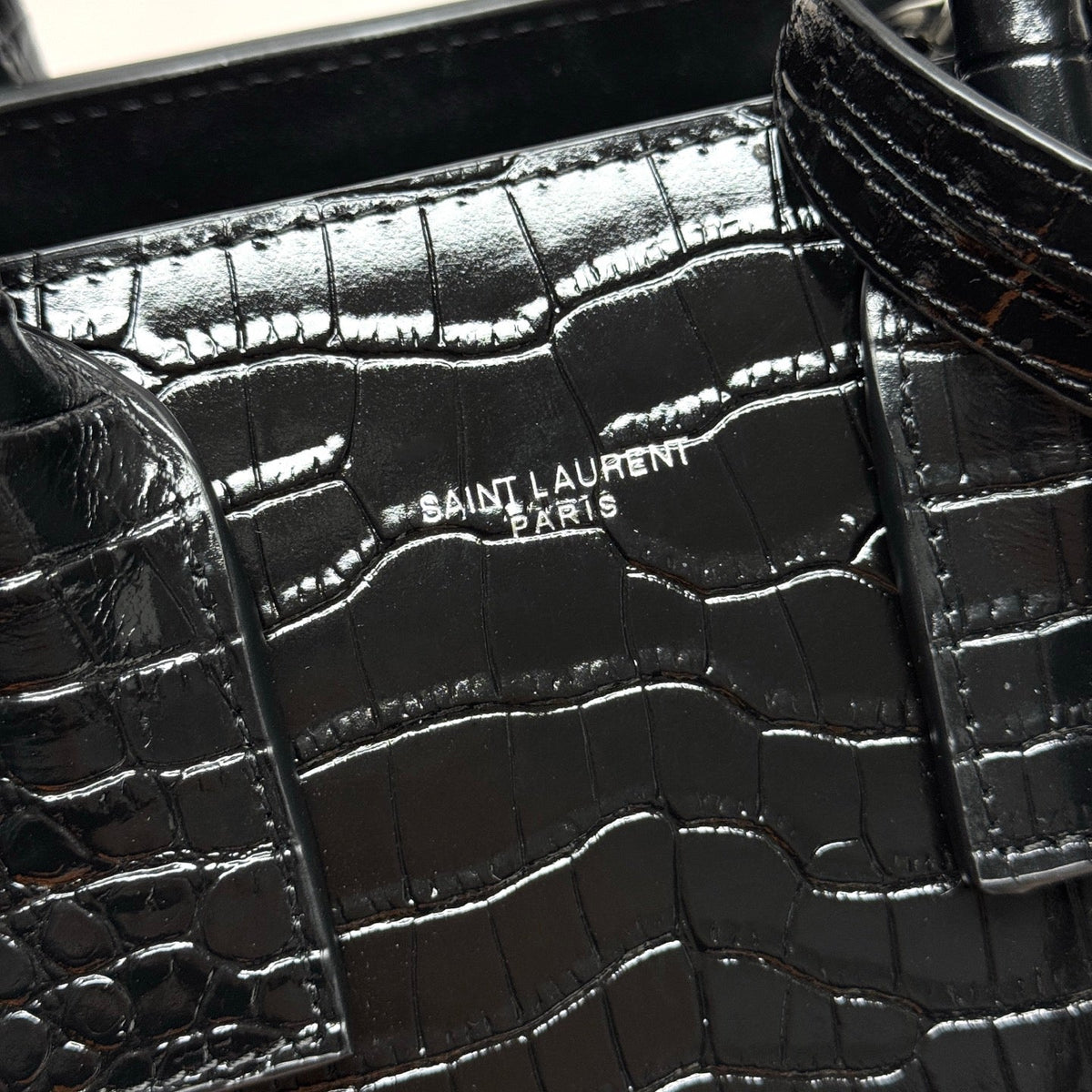 YSL Sac de Jour Baby 26cm Black in Crocodile-patterned Cowhide 285793