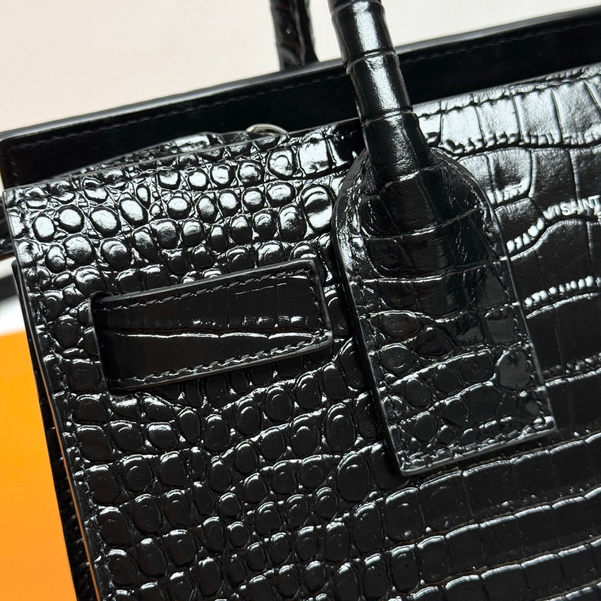 YSL Sac de Jour Baby 26cm Black in Crocodile-patterned Cowhide 285793