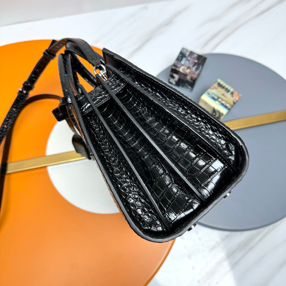 YSL Sac de Jour Baby 26cm Black in Crocodile-patterned Cowhide 285793
