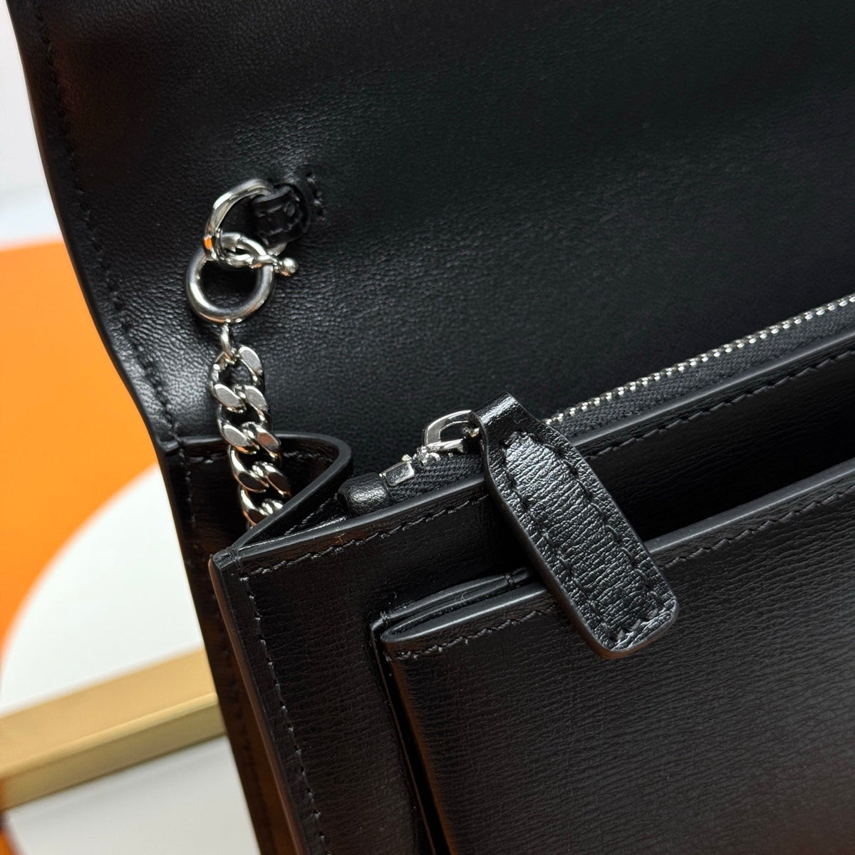 YSL Sunset Bag 19cm Black with Silver hardware in Leather 285686