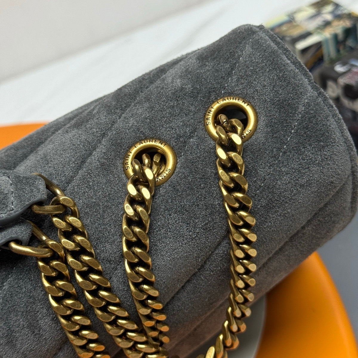 YSL Loulou Bag 29cm Grey Suede 285665