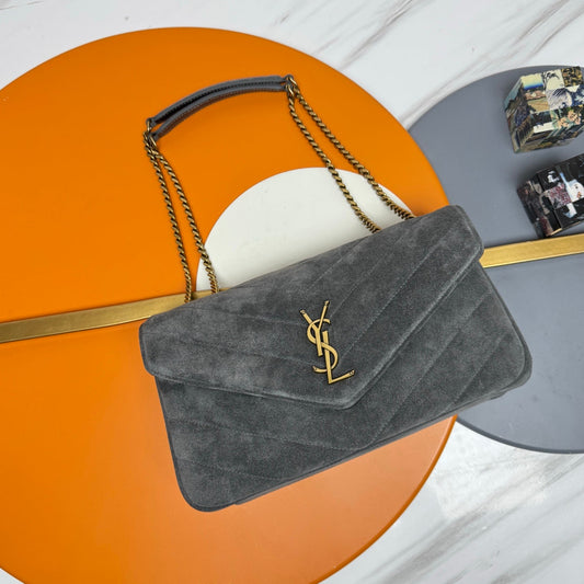 YSL Loulou Bag 29cm Grey Suede 285665