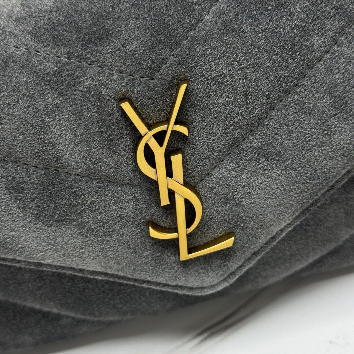 YSL Loulou Mini Bag 20cm Grey Suede 285675