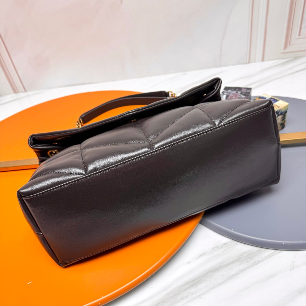 YSL Loulou Puffer Medium Bag 35cm Dark Coffee Glossy Leather