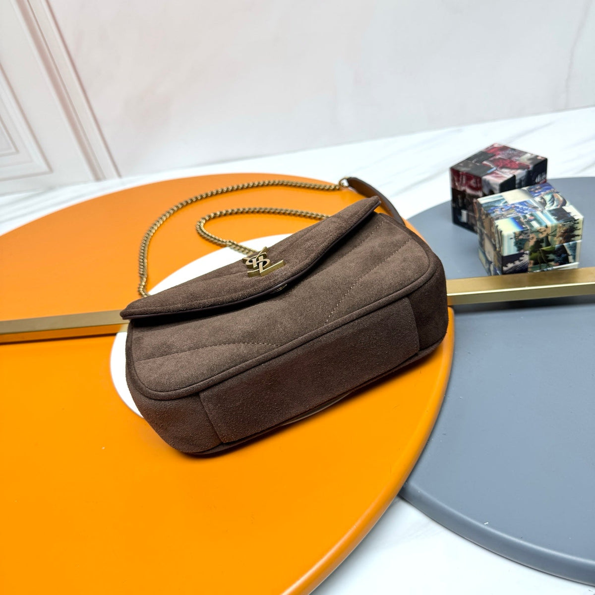 YSL Loulou Mini Bag 20cm Coffee Suede 285677