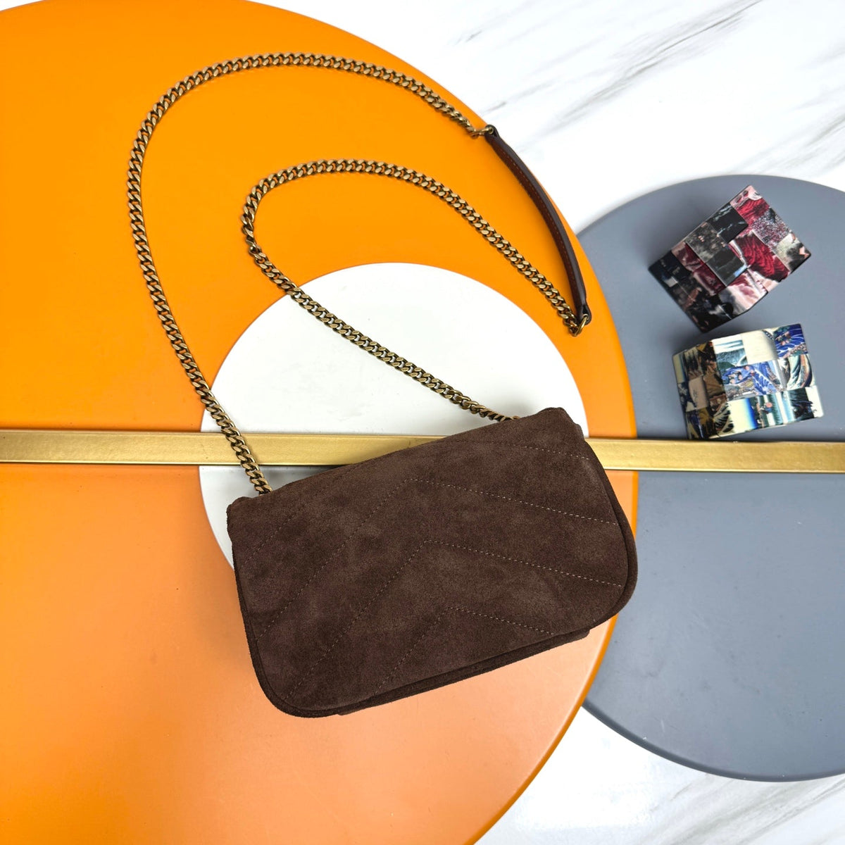YSL Loulou Mini Bag 20cm Coffee Suede 285677