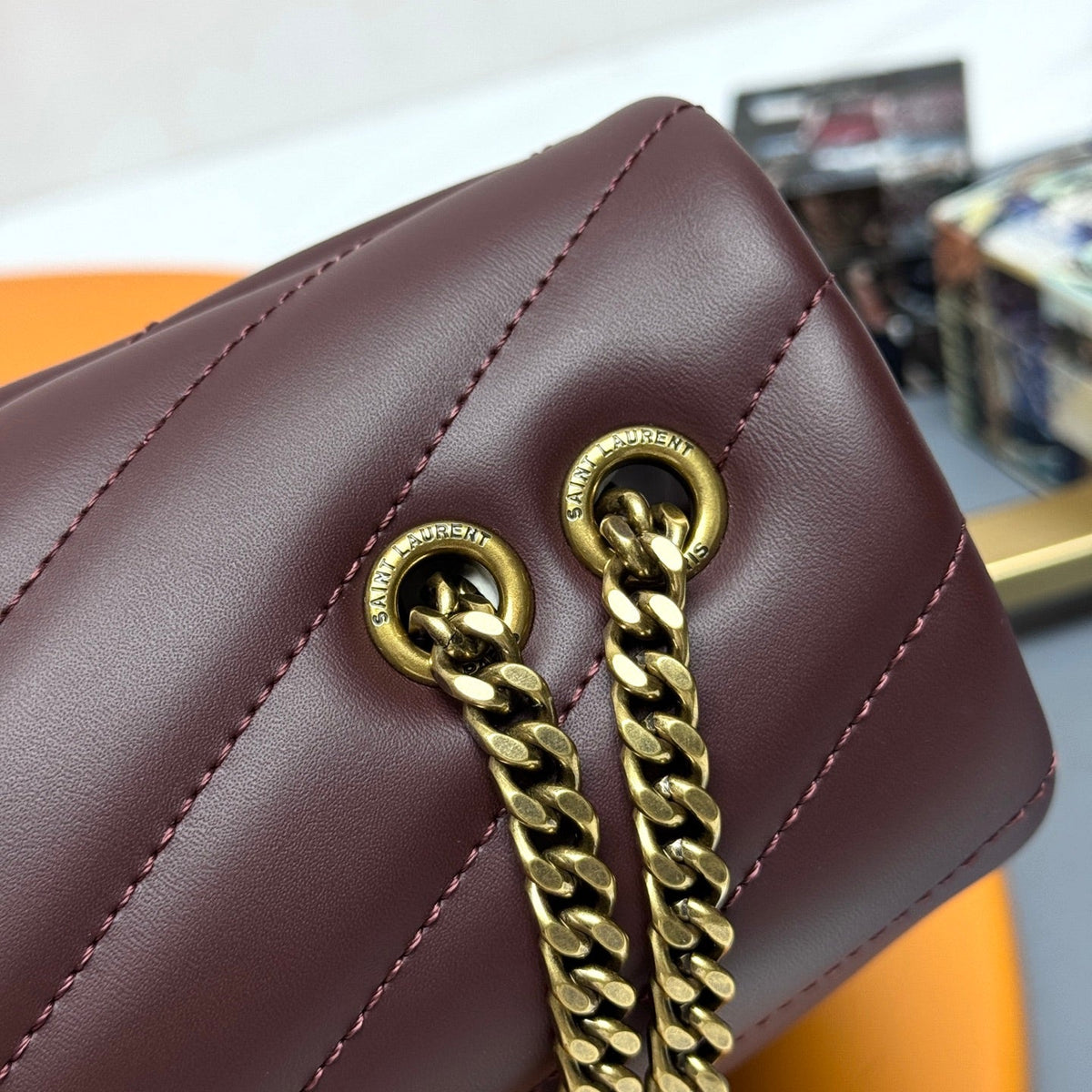 YSL Small Loulou Bag 23cm Burgundy Lambskin