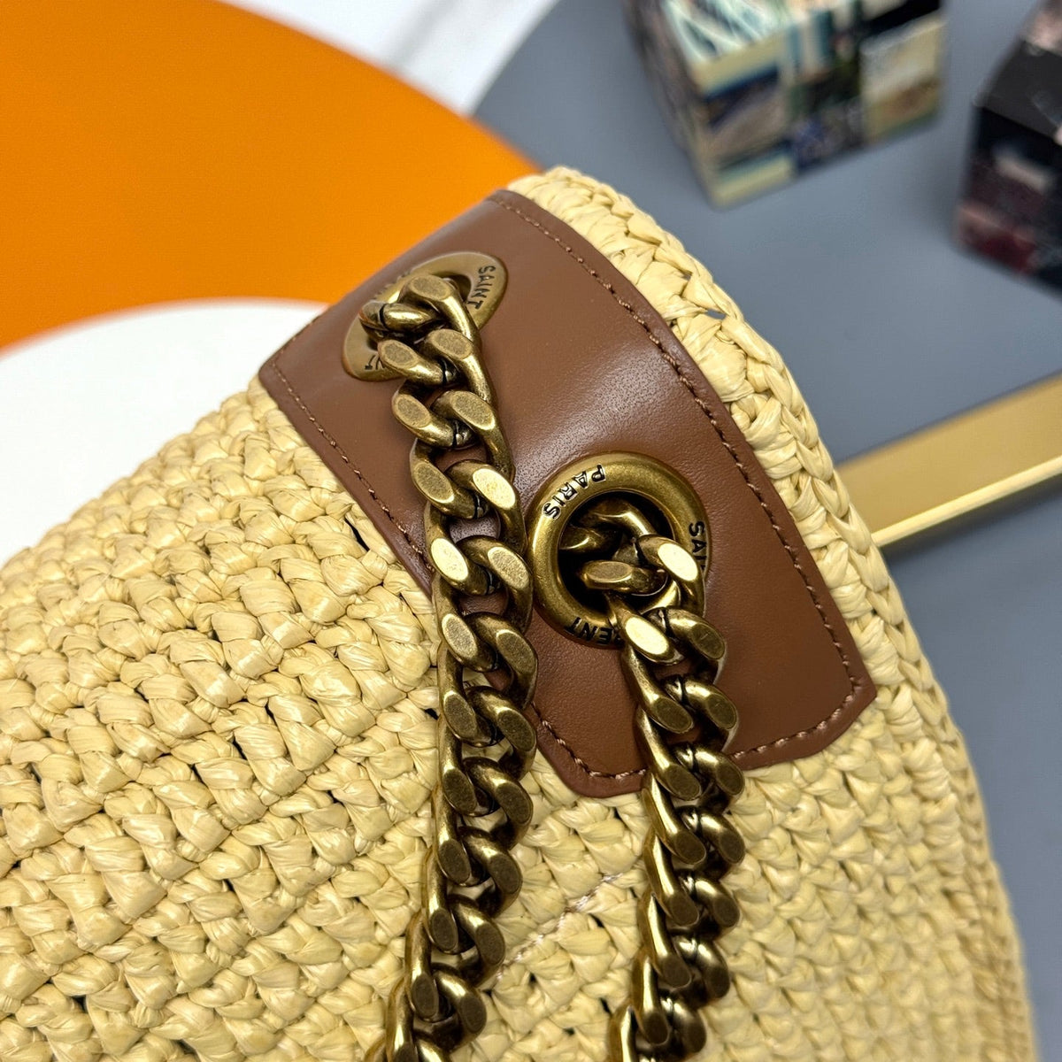 YSL Niki Shoulder Bag 28cm Straw Color in Straw Weaving 285527