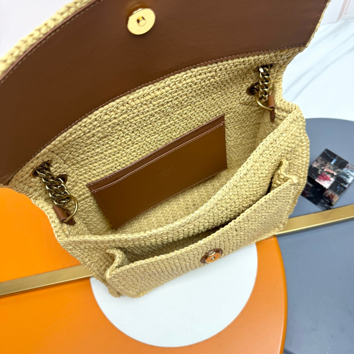 YSL Niki Shoulder Bag 28cm Straw Color in Straw Weaving 285527