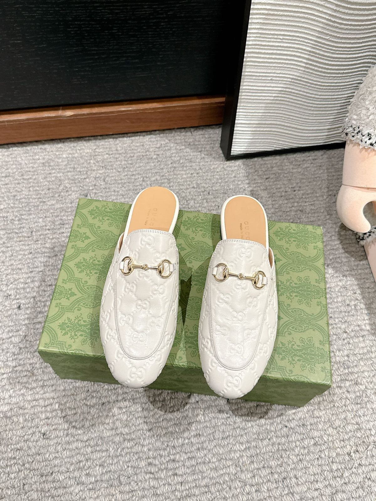 Horsebit Mule Cream GG Leather