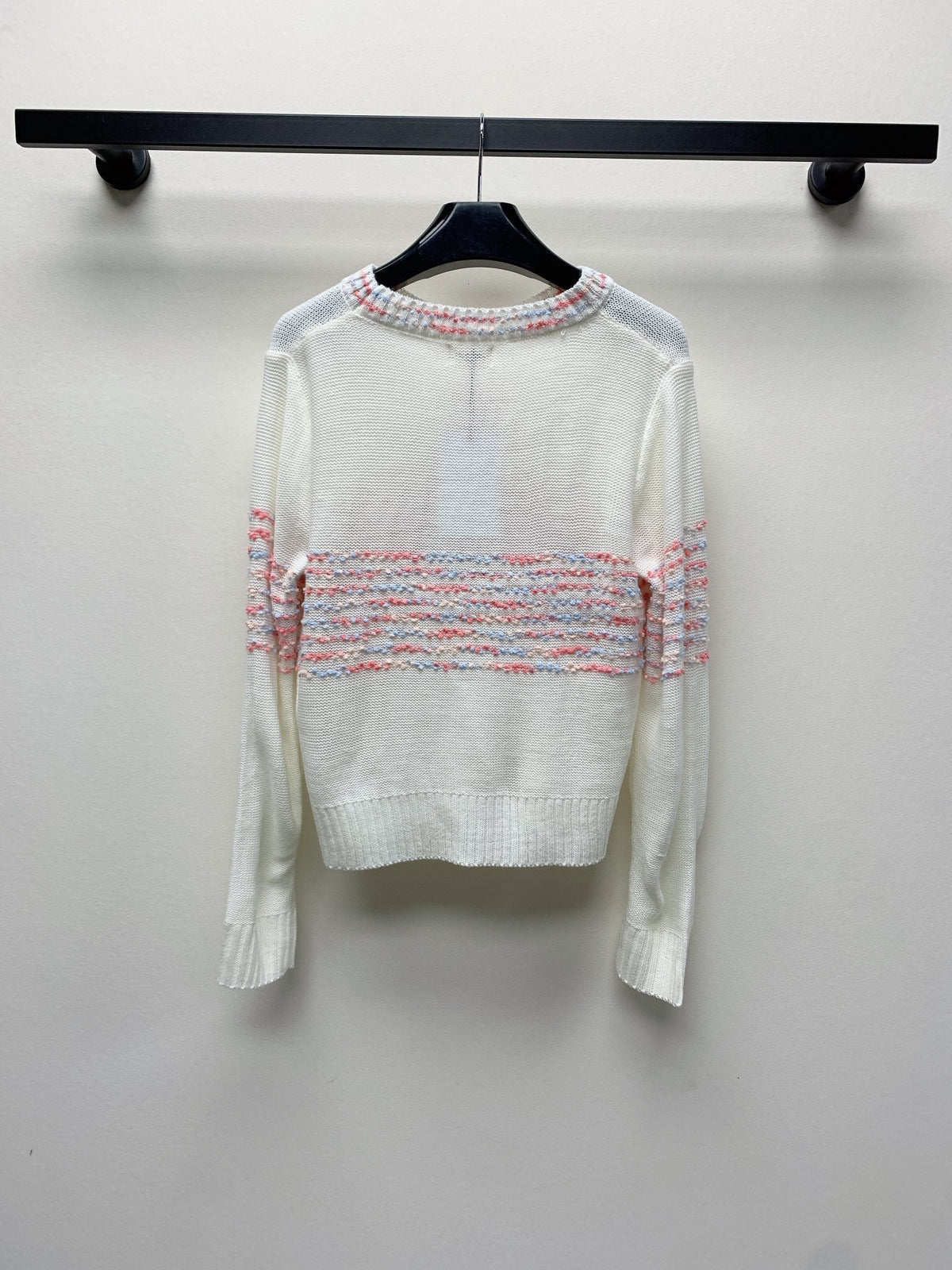 Celine 25 Striped Sweater White Wool Polyester 281500