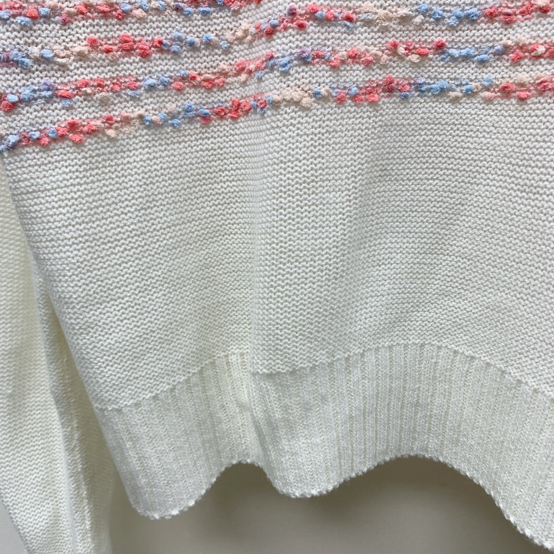 Celine 25 Striped Sweater White Wool Polyester 281500