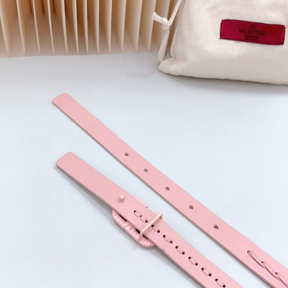 VALENTINO Vlogo Pink Leather Buckle 20mm Pink Belt