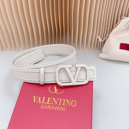VALENTINO Vlogo White Leather Buckle 40mm White