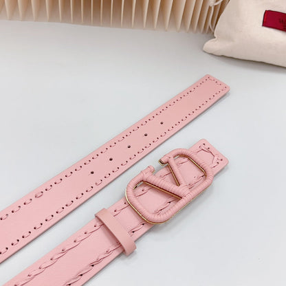 VALENTINO Vlogo Pink Leather Buckle 40mm Pink