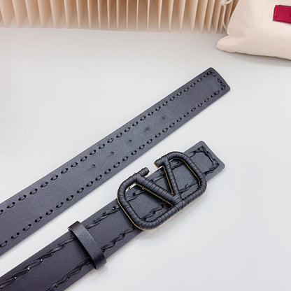 VALENTINO Vlogo Black Leather Buckle 40mm Black