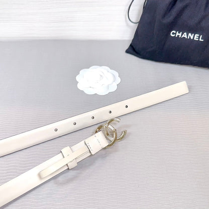 CHANEL BELT 20 MM IN BEIGE CREAM SMOOTH CALFSKIN GOLD HARDWARE ATTACH RHINSTONE