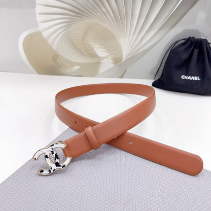 CHANEL 30MM BELT IN TIGER ORANGE SHINNY CALFSKIN WHITE LOGO