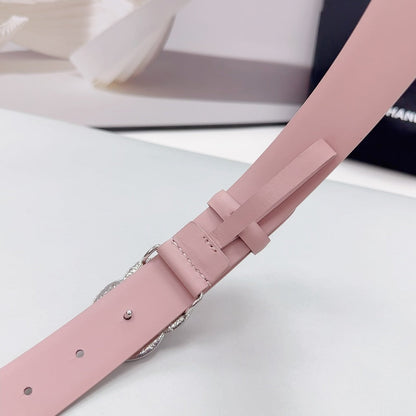 CHANEL 30MM BELT IN LIGHT PINK CALFSKIN METAL HARDWARE