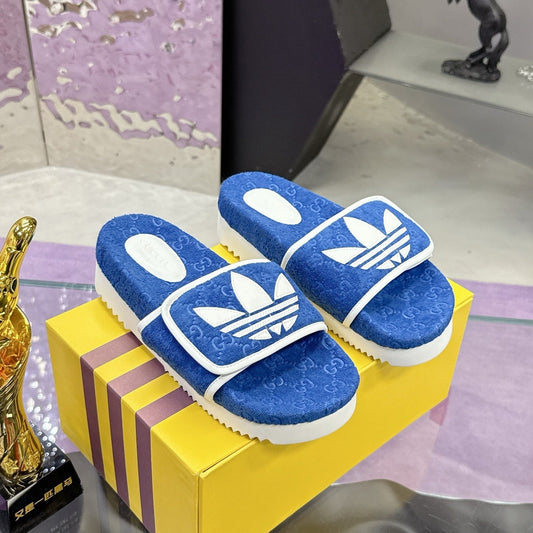 GG x Adidas Slipper Blue White Cotton672157