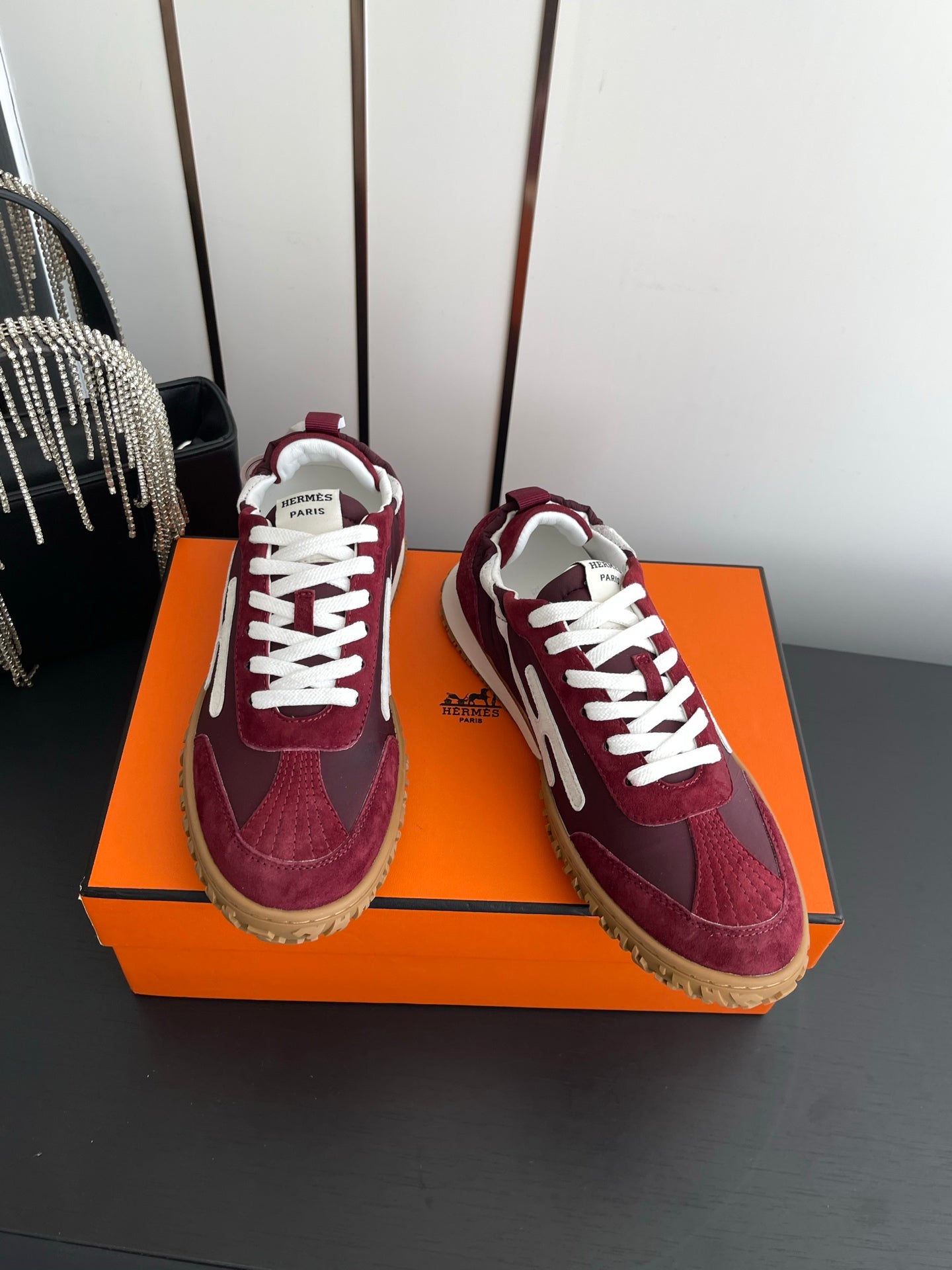HM Jet Sneaker Burgundy White Suede 739995
