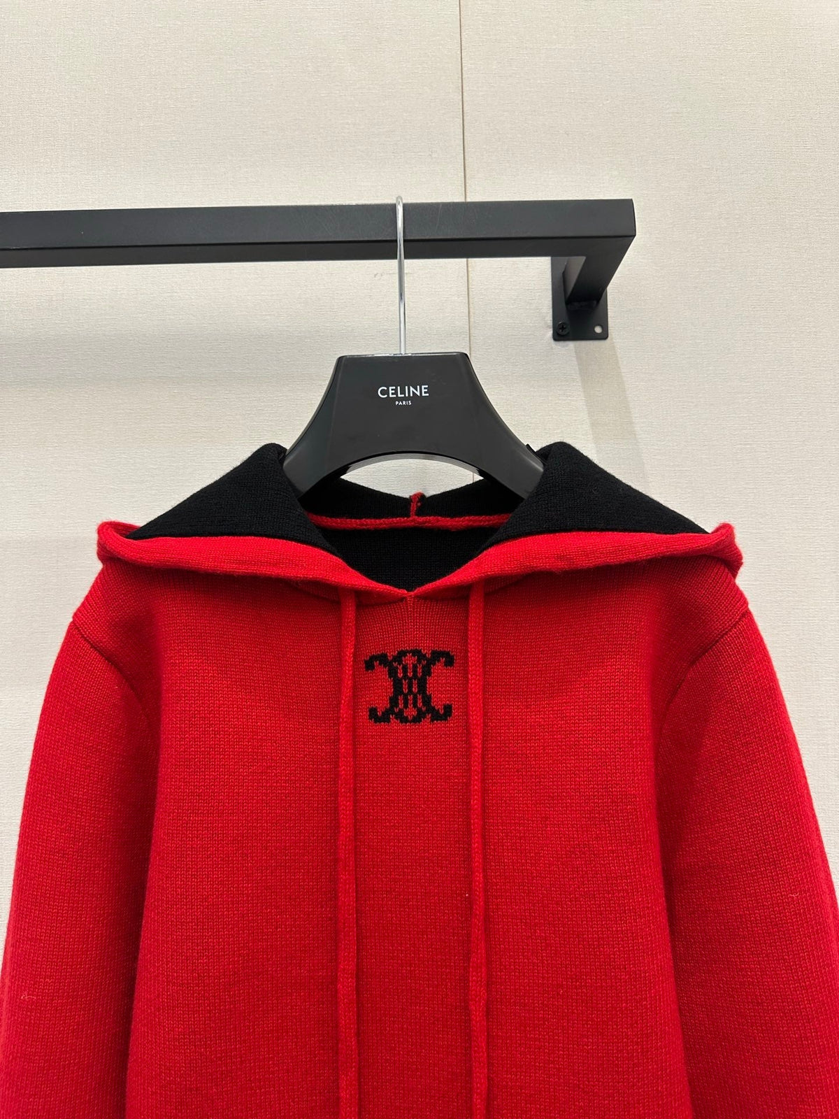 Celin Embroidered Hooded Sweater Red Wool 346089