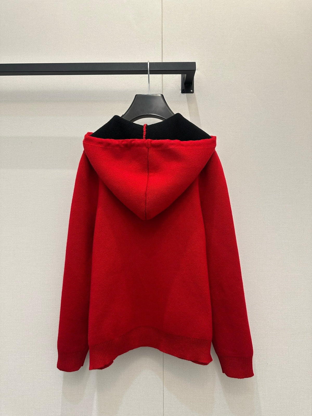 Celin Embroidered Hooded Sweater Red Wool 346089