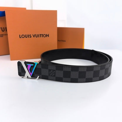 LOUIS VUITTON LV LARGE 40MM PYRAMIDE BELT BLACK DAMIER MONOGRAM CALFSKIN METAL HARDWARE