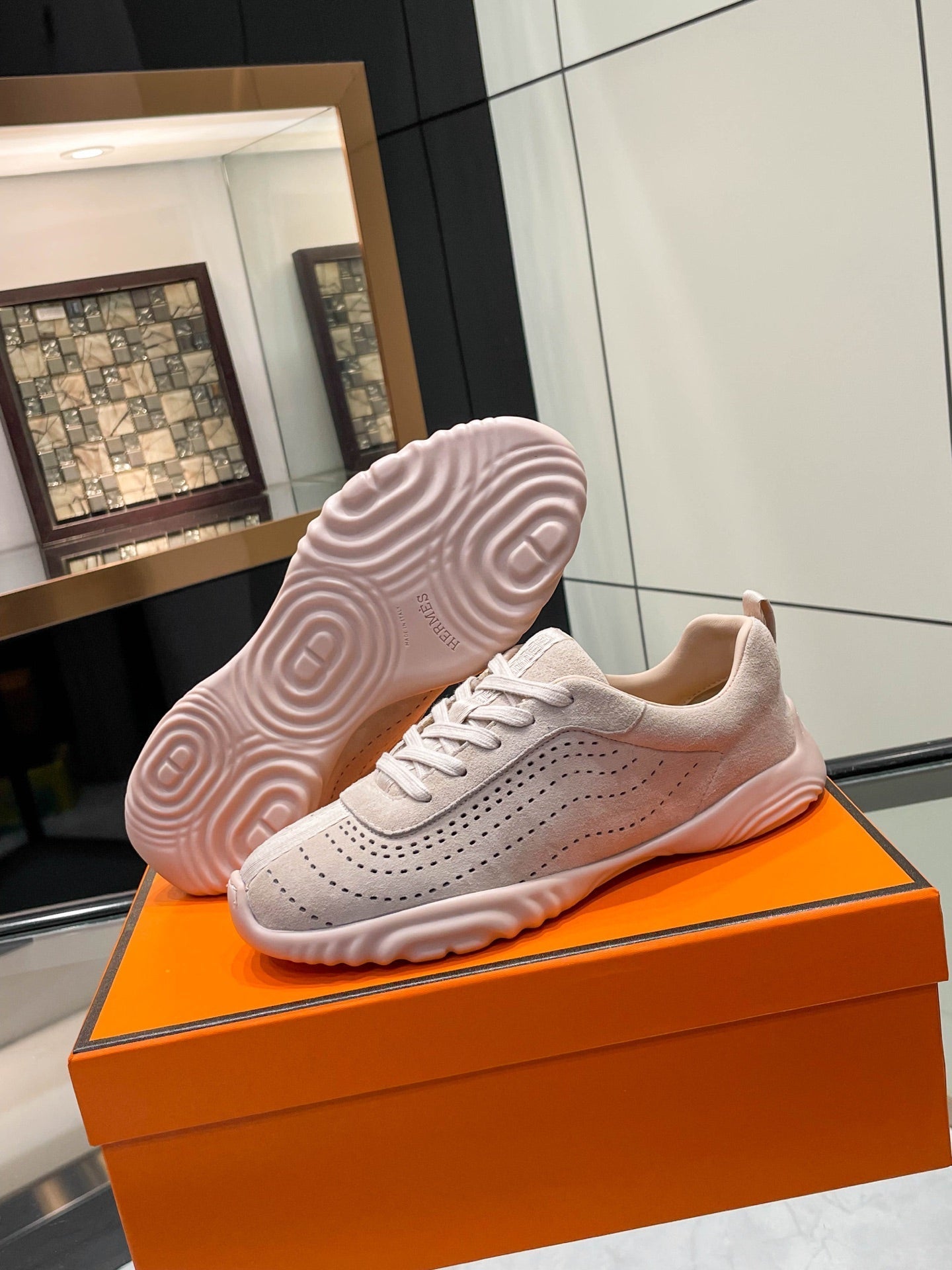 HM 26s Neon Sneaker Light Pink Suede 846398