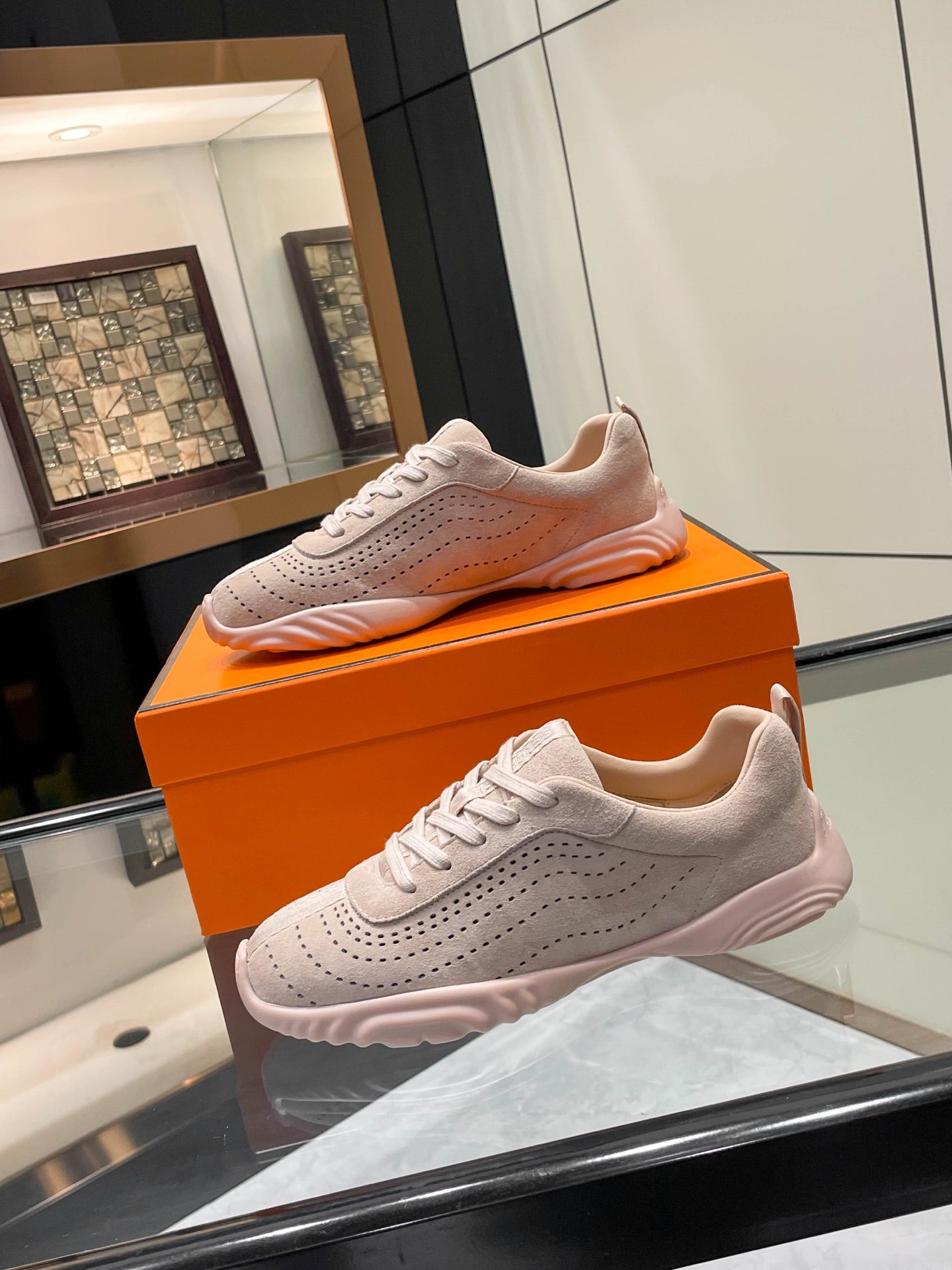 HM 26s Neon Sneaker Light Pink Suede 846398