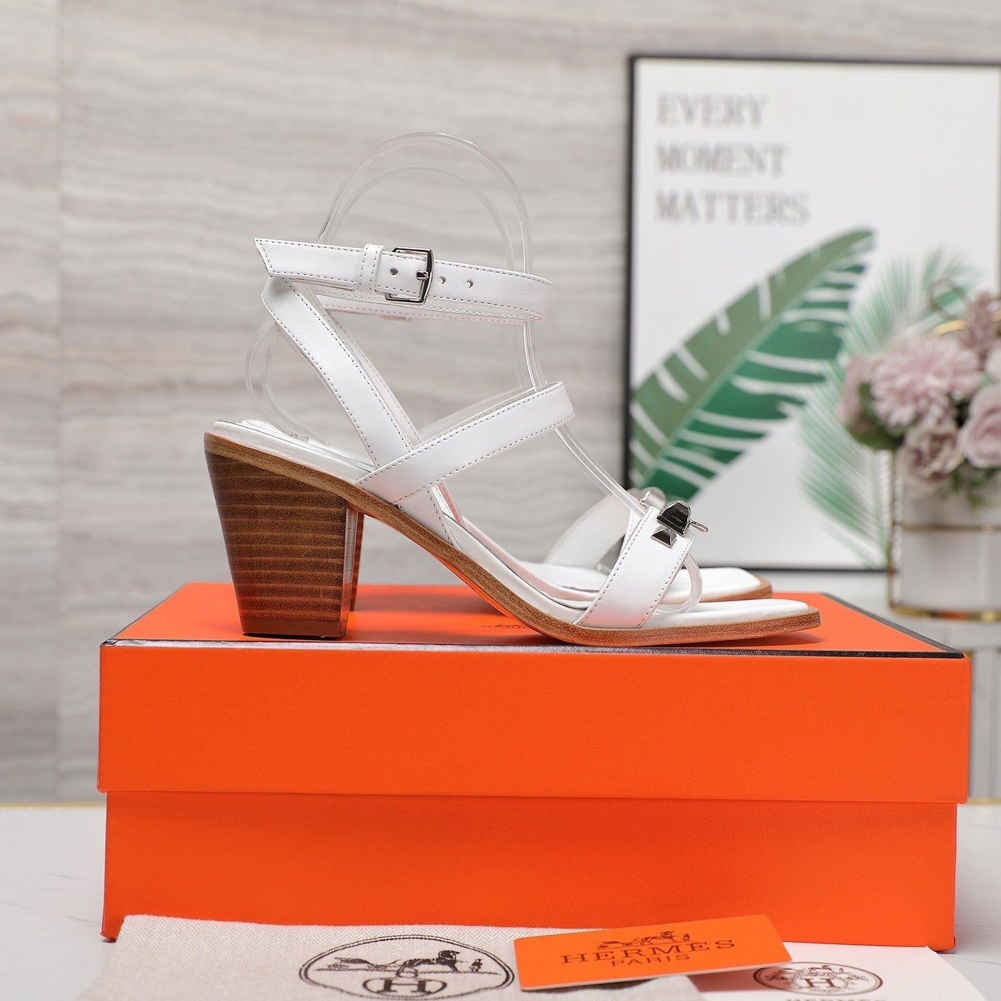 HM Ivresse 65 Sandal White Calfskin