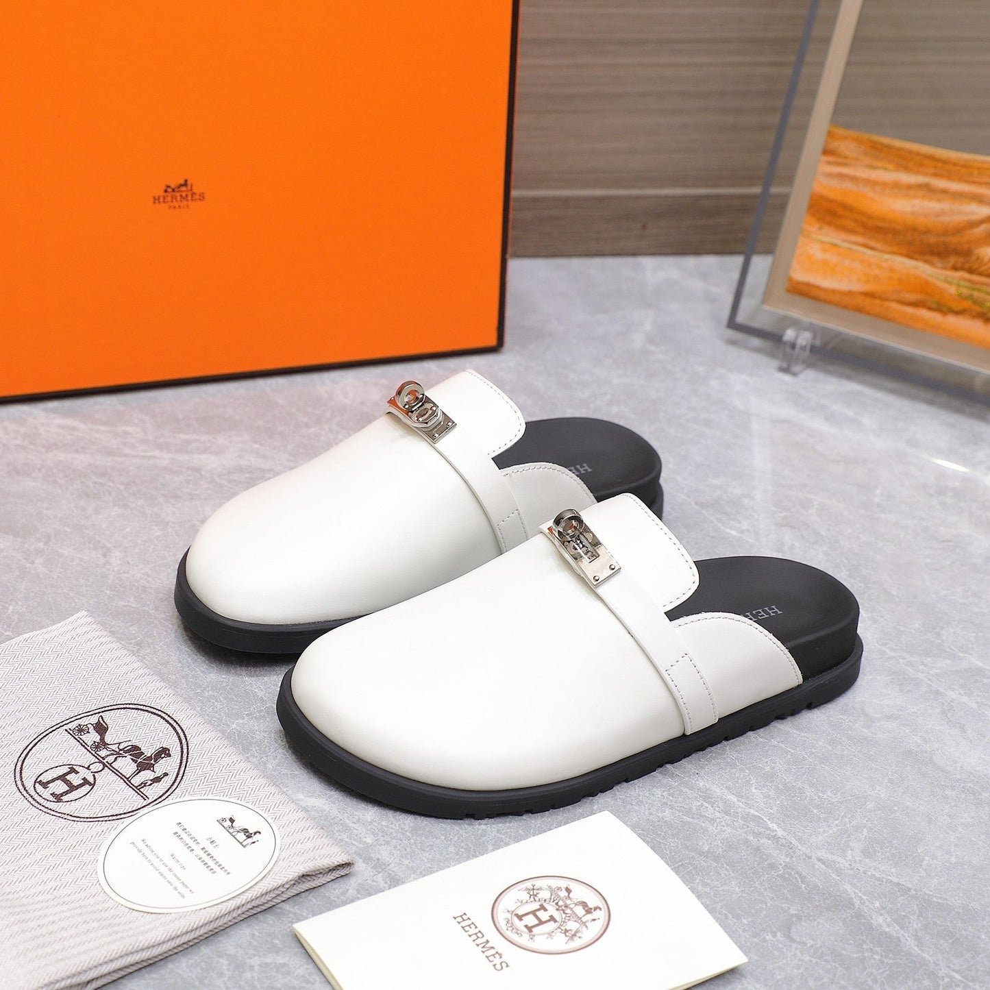 HM 25 Carlotta Mule White Calfskin