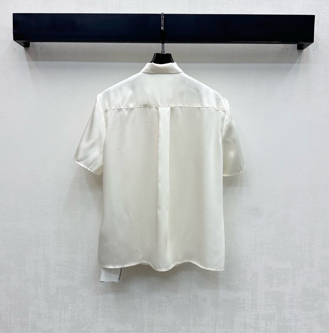 Celine Tie-neck Silk Blouse Ecru Mulberry Silk 351863