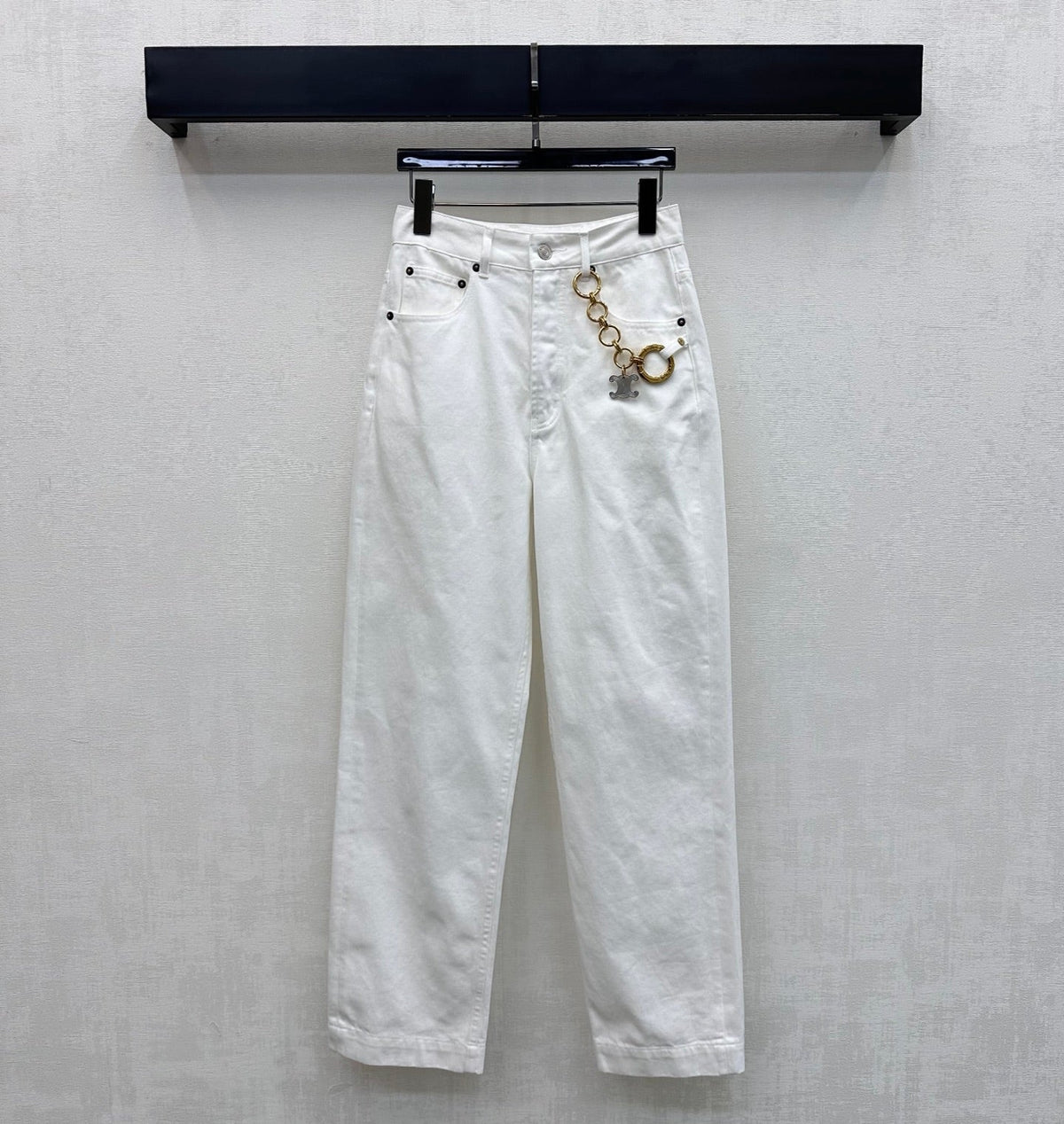 Celine 26s Boyfriend Jeans 002 White Cotton Twill 395460