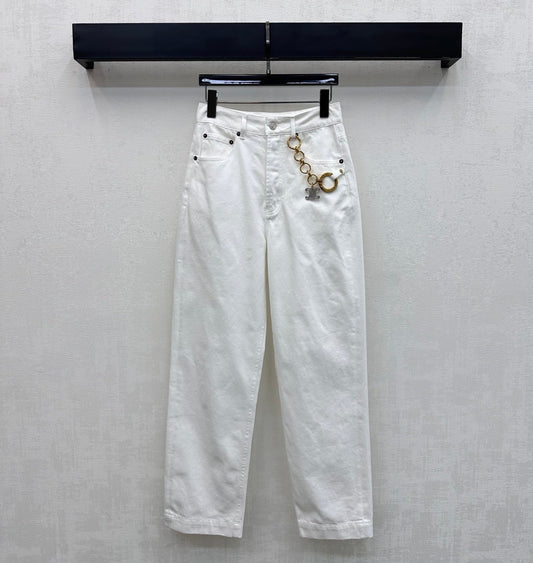 Celine 26s Boyfriend Jeans 002 White Cotton Twill 395460
