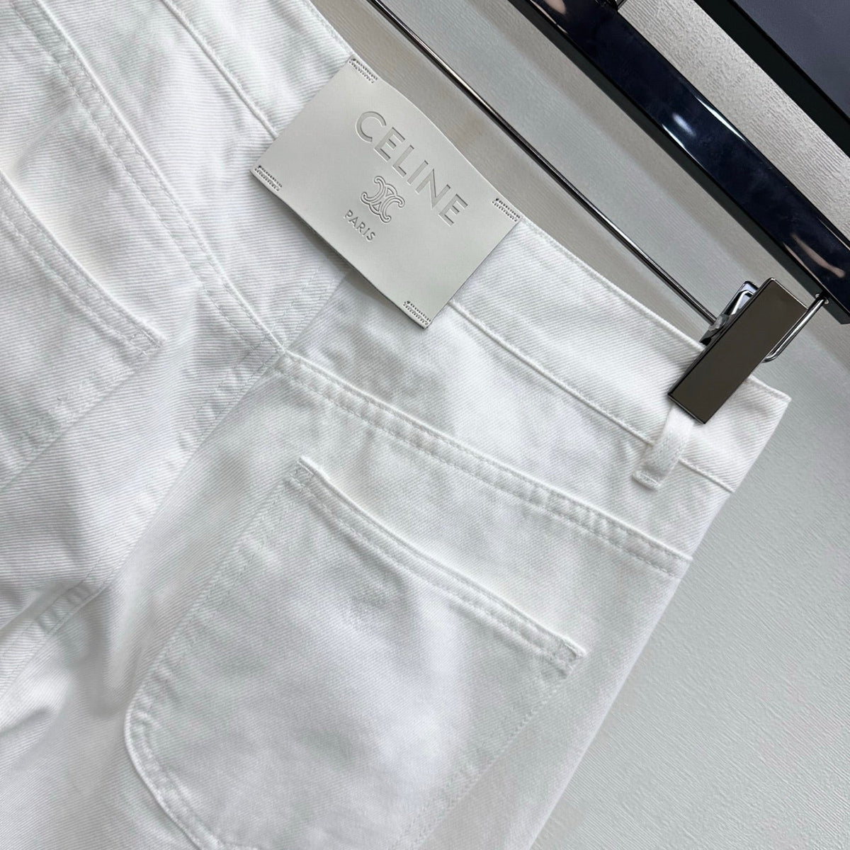 Celine 26s Boyfriend Jeans 002 White Cotton Twill 395460