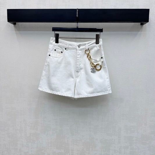 Celine 26s Boyfriend Short 002 White Cotton Twill 395456