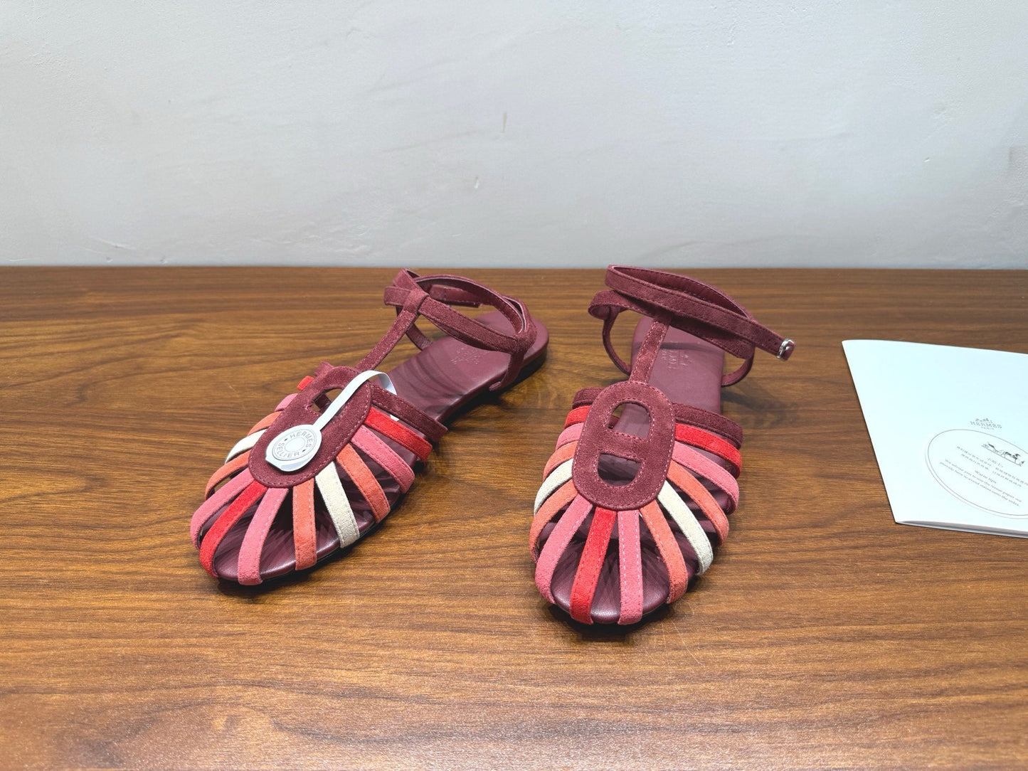 HM Nour Sandals Coffee Burgundy Suede 849490
