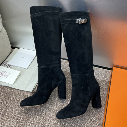 HM 25 Knee-High Boots Black Suede 508503
