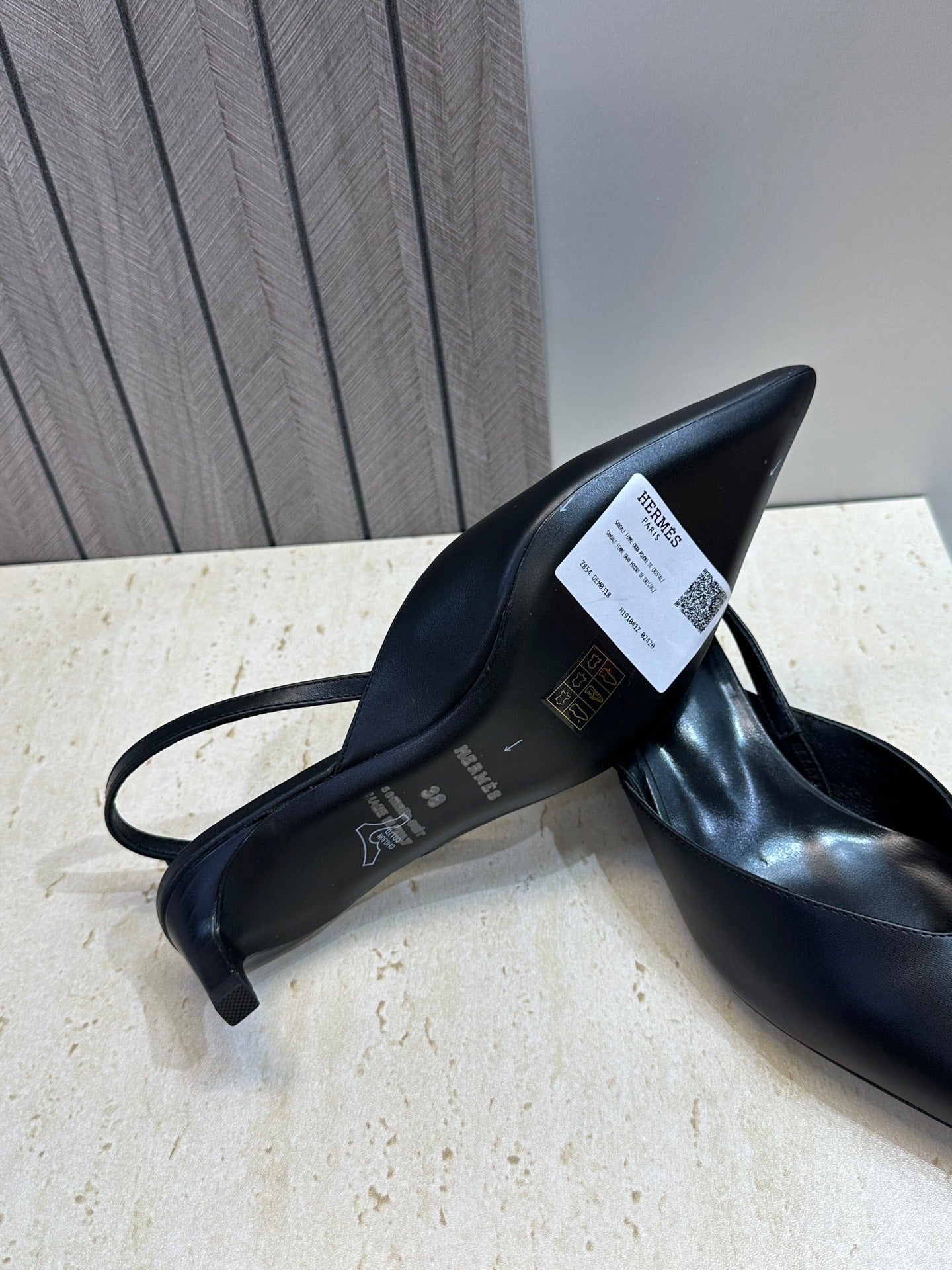 HM Nicoletta Slingback 4cm Black Calfskin 830193