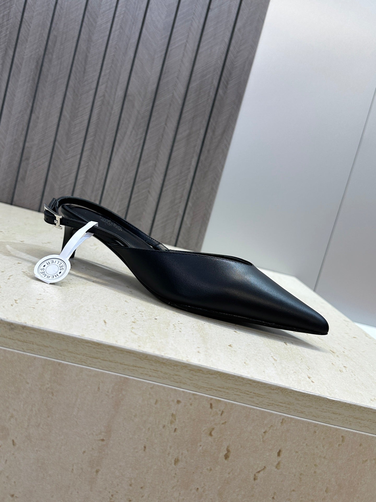 HM Nicoletta Slingback 4cm Black Calfskin 830193