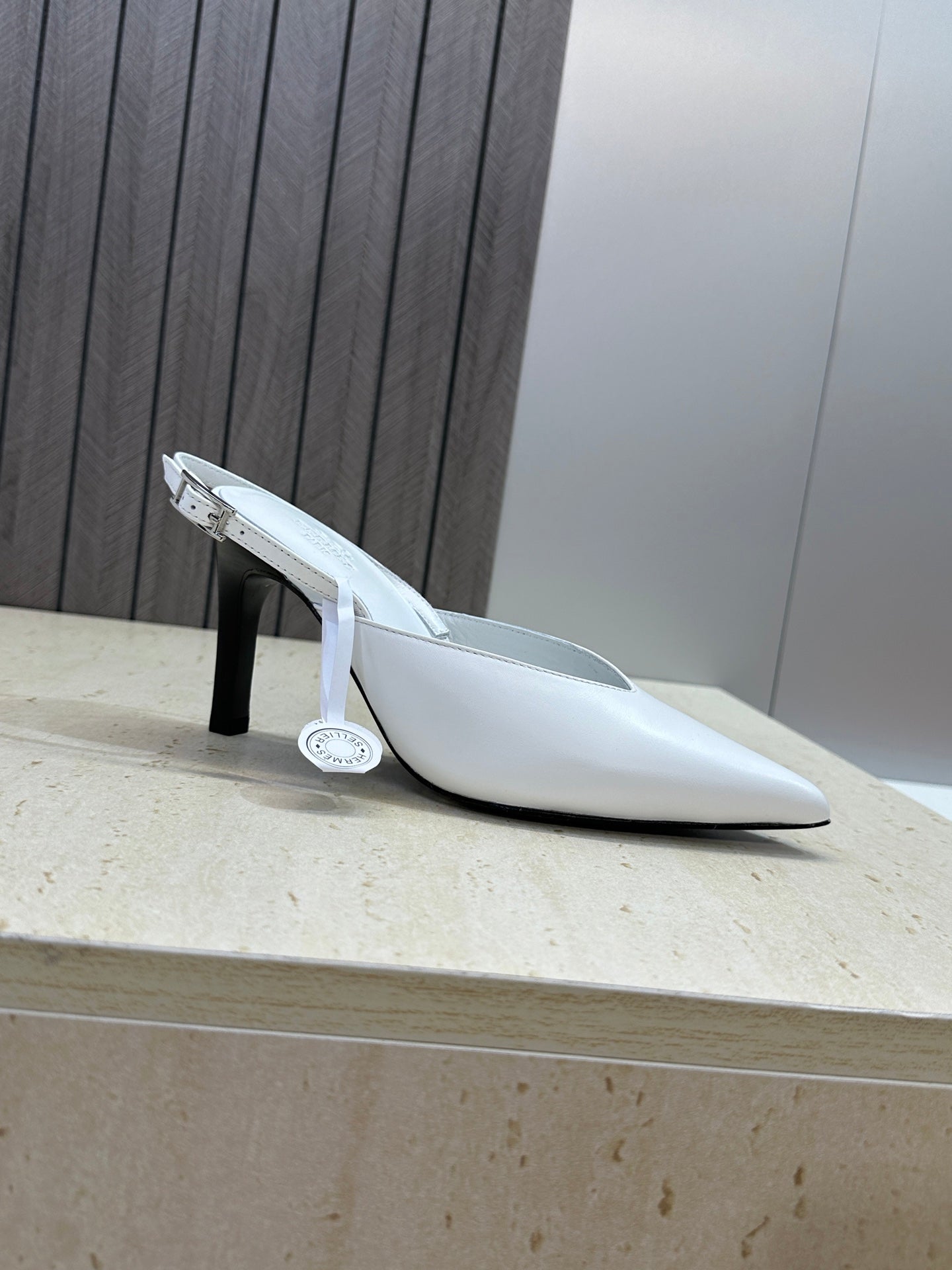 HM Nicoletta Slingback 9cm White Calfskin 830199