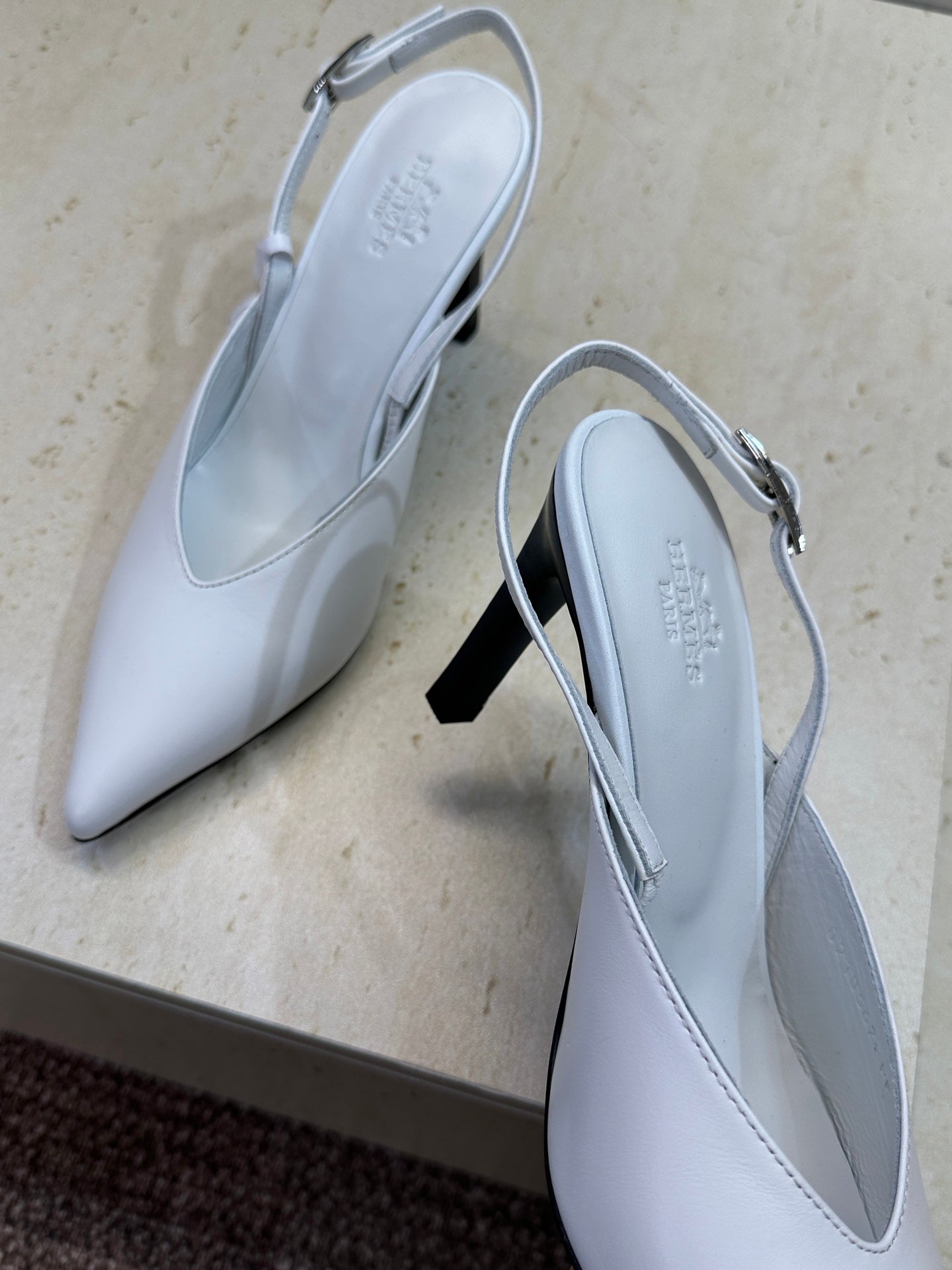 HM Nicoletta Slingback 9cm White Calfskin 830199