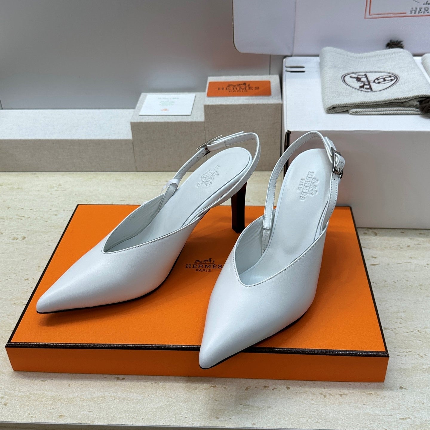 HM Nicoletta Slingback 9cm White Calfskin 830199