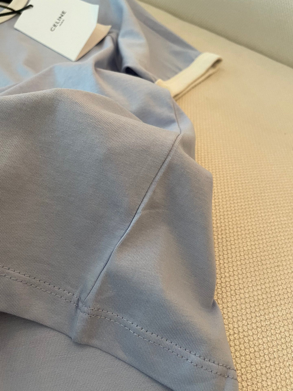 Celine T-shirt Light Blue mix White Cotton