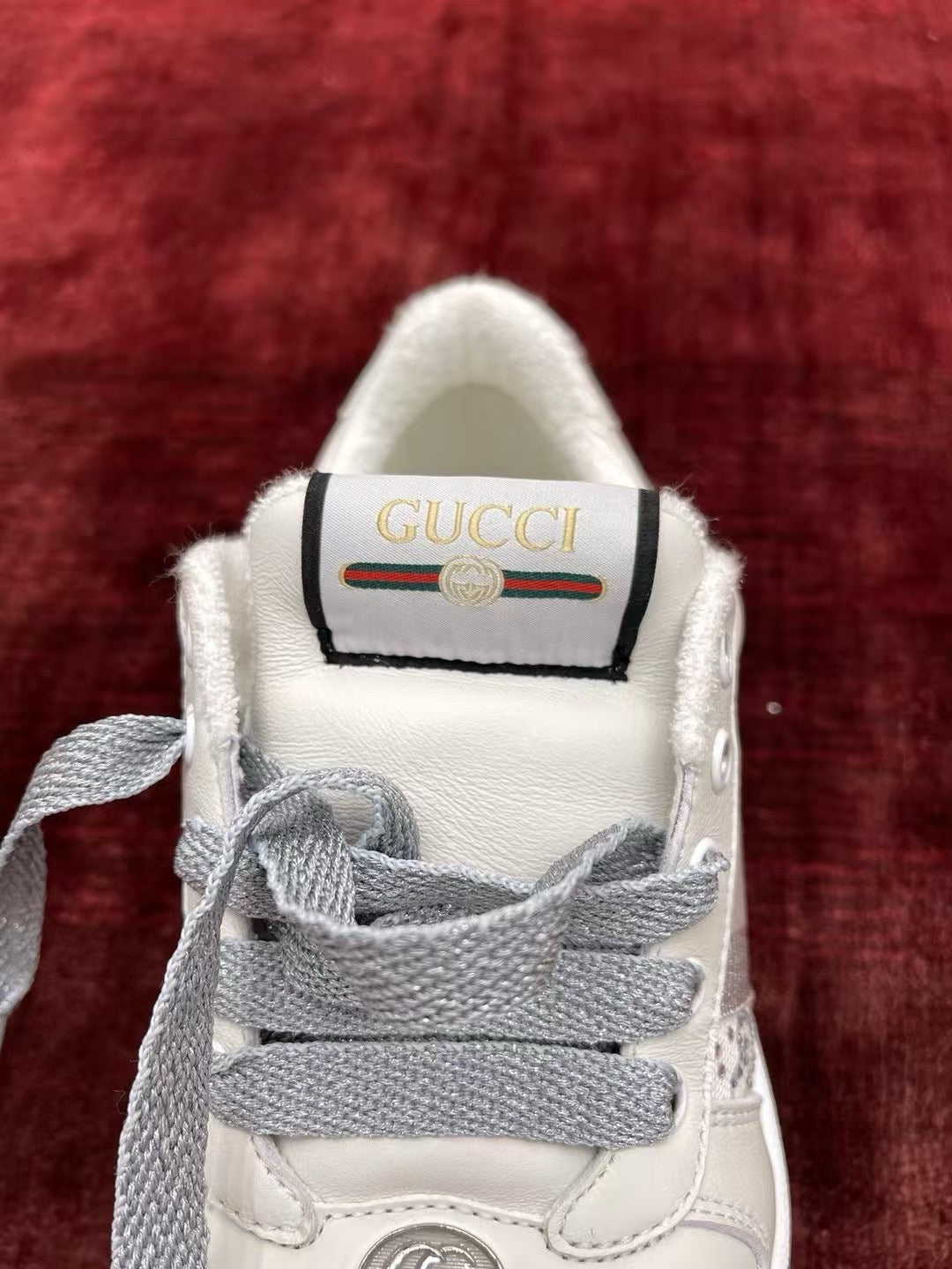 GG Screener Trainer Sneakers White Light Grey  Cowhide Frabic 502168
