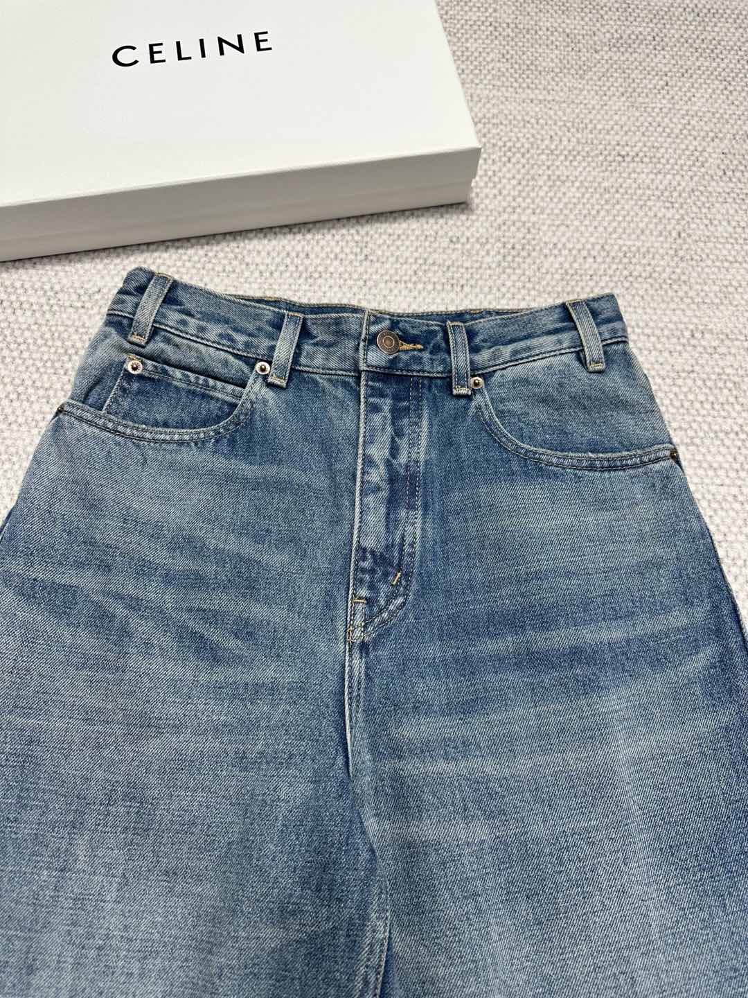 Celine Wide-leg Jeans Light Blue Cotton